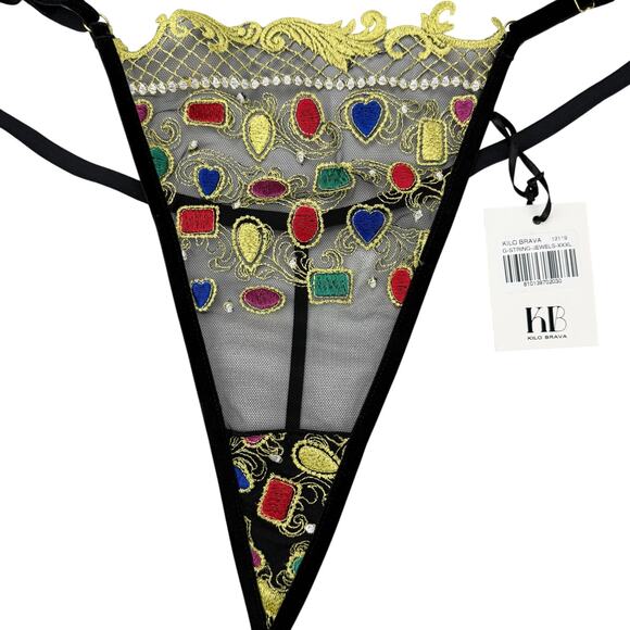 NWT KILO BRAVA Jewels & Pearls Embroidered G-String Sz XXXL - Picture 4 of 7